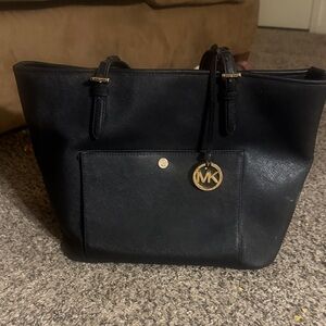 Michael Kors Black Tote with Gold Accents